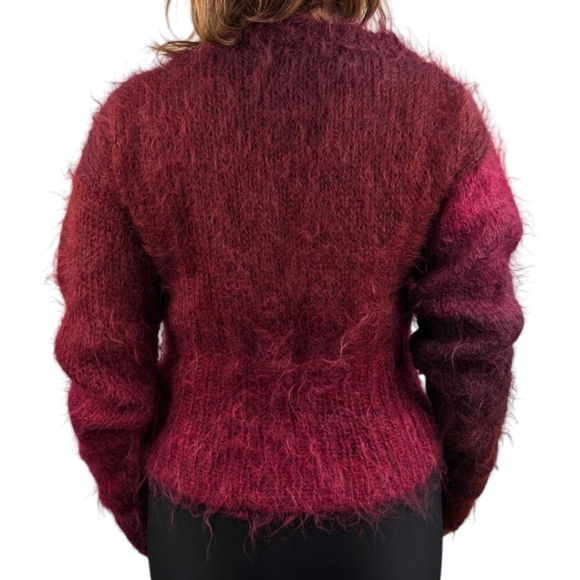 Handmade Cropped Sweater Womens Heart Embelishment Mohair Knit Texture - Picture 4 of 5
